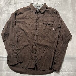 Billabong Men's Button Down Long Sleeve Shirt Size XL Brown Striped